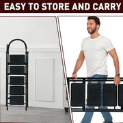 4 Step Lightweight Folding Step Ladder steel Step Stool with Widened Anti-Slip Strip Pedal Convenient Handgrip,Multi-use for Household and Office