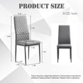 thumbnail image 3 of LHYY Modern Dining Chair Fireproof Leather Sprayed Metal Pipe Diamond Grid Pattern Restaurant Home Conference Chair Set (6 packs) GRAY, 3 of 12