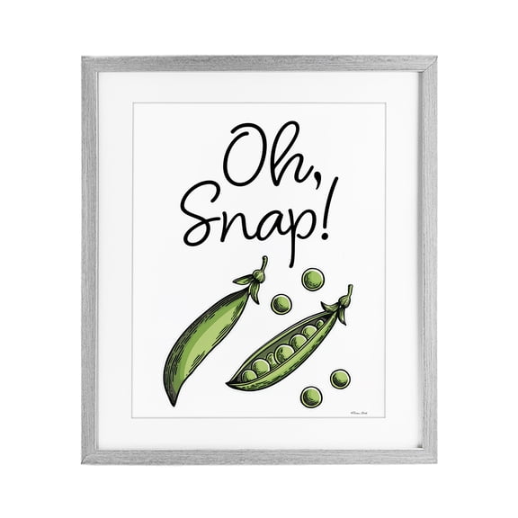 Stupell Industries Oh Snap Peas Gray Framed Print Under Glass, design by Susan Ball