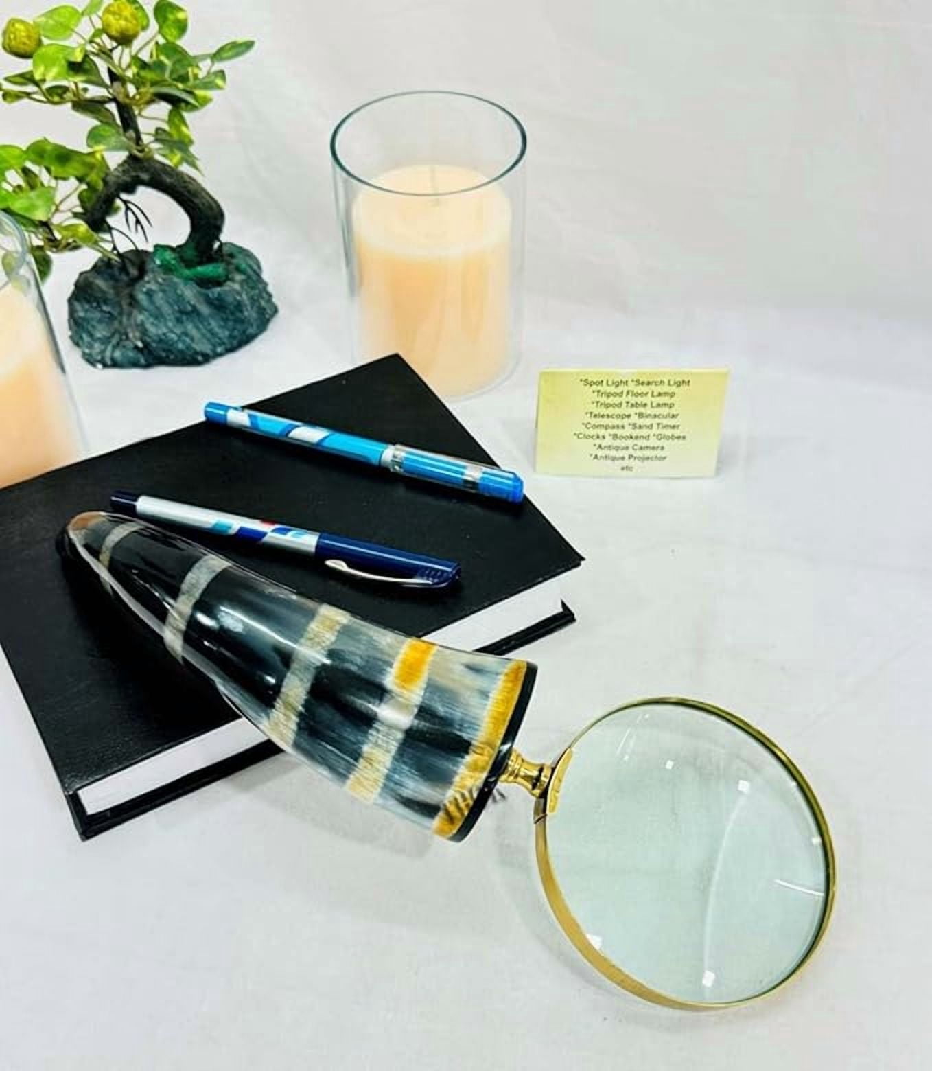 Horn Magnifying Glass - Brass Unique Vikings Look for Reading, Collectibles, and Decor