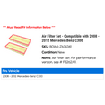 thumbnail image 2 of Air Filter Set - Compatible with 2008 - 2012 Mercedes-Benz C300 2009 2010 2011, 2 of 2