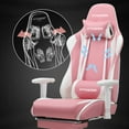 thumbnail image 3 of GTRACING Gaming Chair with Footrest PU Leather Office Chair with Adjustable Headrest, Pink, 3 of 8