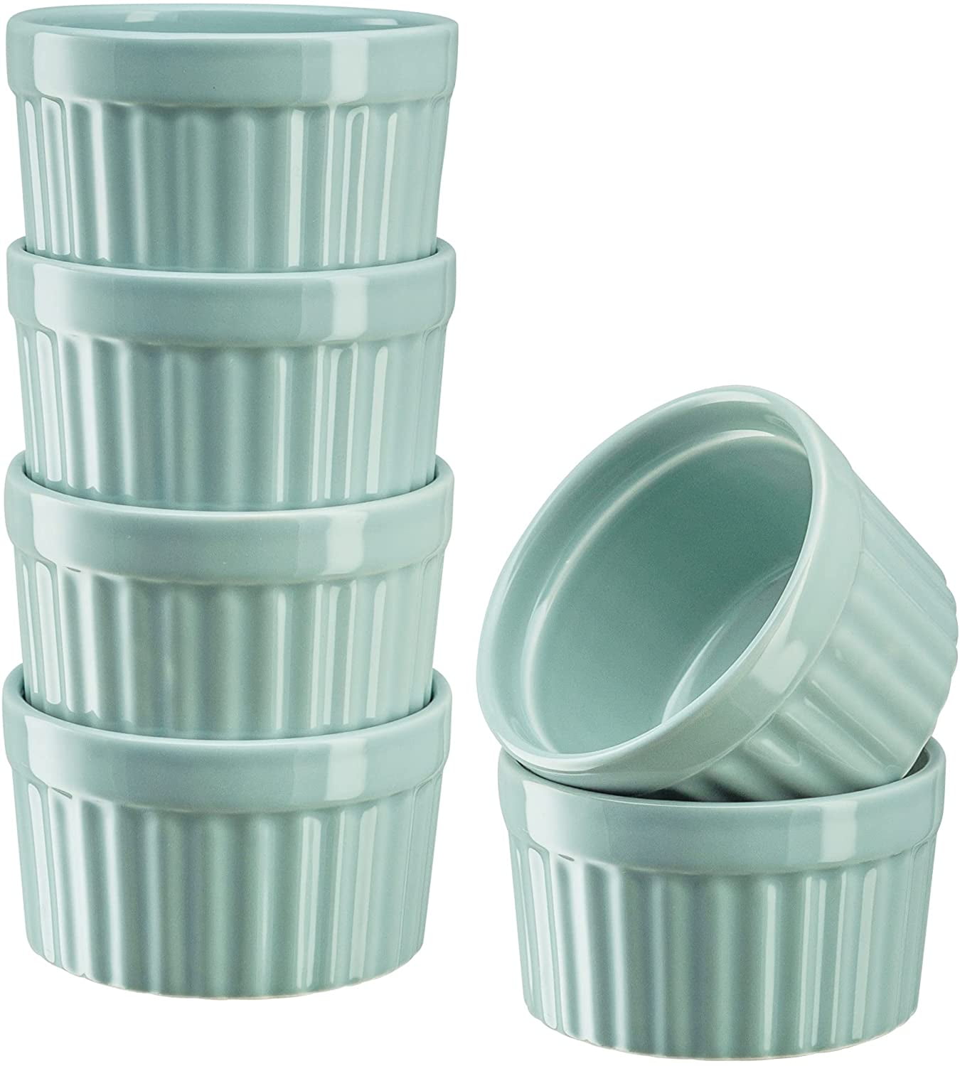 Kook 10 oz Porcelain Ramekins, Oven Safe, For Baking Pot Pies, Crème