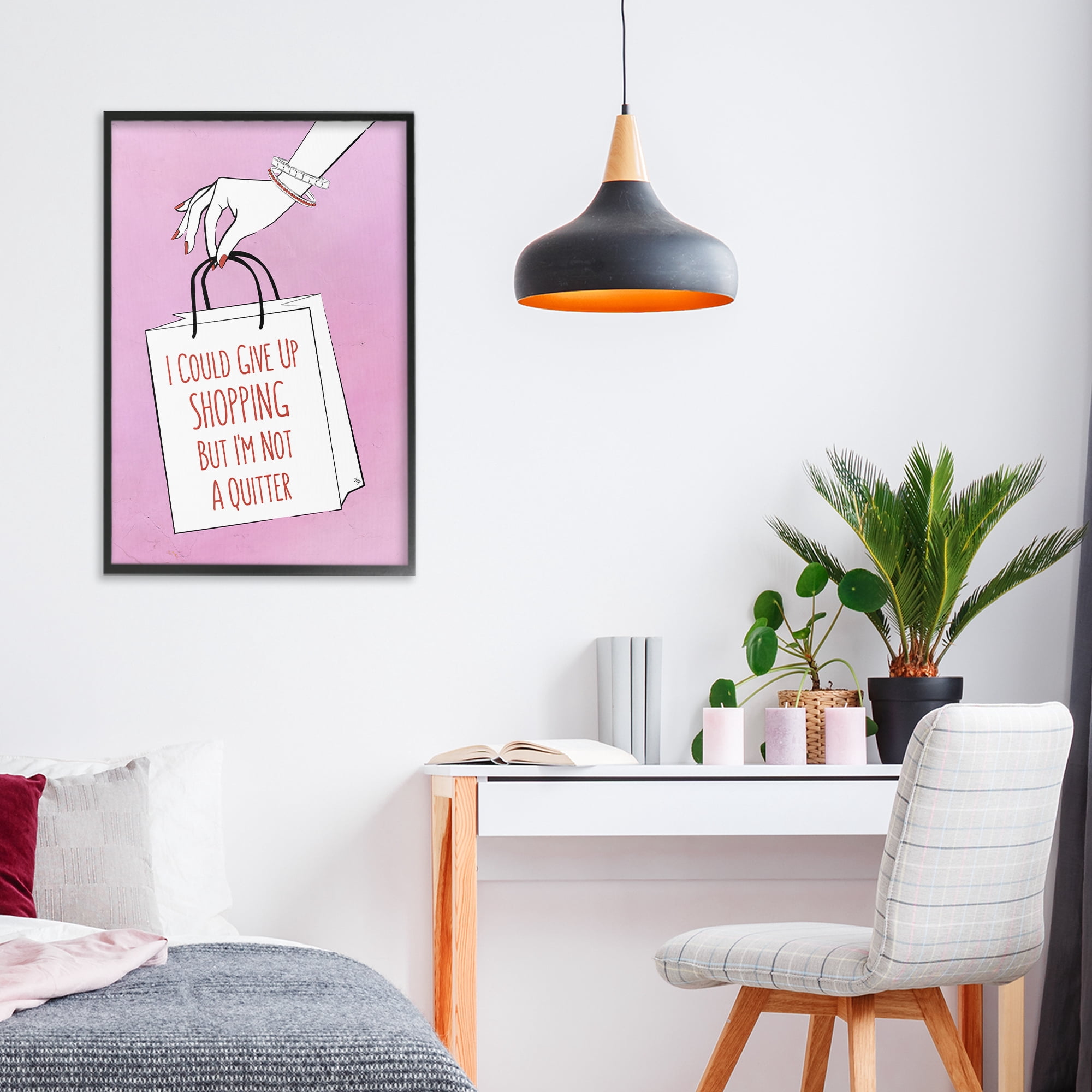 Stupell Industries Not A Quitter Shopping Black Framed Giclee Art, design by Martina Pavlova