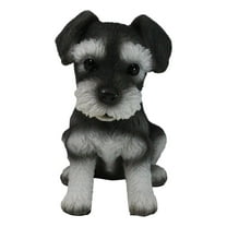 Adorable Black and Silver Miniature Schnauzer Puppy Dog Home Decor Figurine