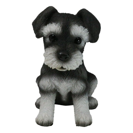 Adorable Black and Silver Miniature Schnauzer Puppy Dog Home Decor Figurine
