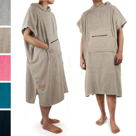 Additional Zippered Pockets - SUN CUBE Surf Poncho Changing Robe with Hood, Zippered Pocket, Adjustable Sleeves | Beach, Swim, Wetsuit, Watersports Changing Towel | One Size Fits All | Thick Absorbent 100% Terry Cotton