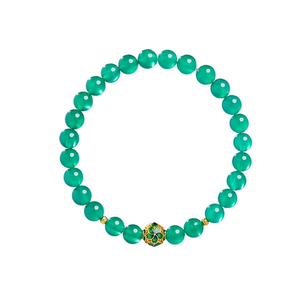 Pulsera de jade para mujer, con cuentas de jade verde natural de 6 mm