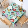 thumbnail image 2 of Pioneer Flower Floral Print Pattern Square Tablecloth,Waterproof Square Table Cover,Wipeable Spillproof Washable Table Cover for Home Kitchen Party Decor 42"X42"(107x107cm), 2 of 6