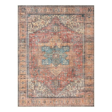 Unique Loom Timeless Collection Area Rug - Peter (9' 5" x 13' 1" Rectangle Rust Red/Blue)