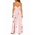 thumbnail image 3 of Women'S Summer Light Pink-Orange Flowers Wide Leg Jumpsuit Casual Loose Sleeveless Spaghetti Strap Romper With Pockets, 3 of 7