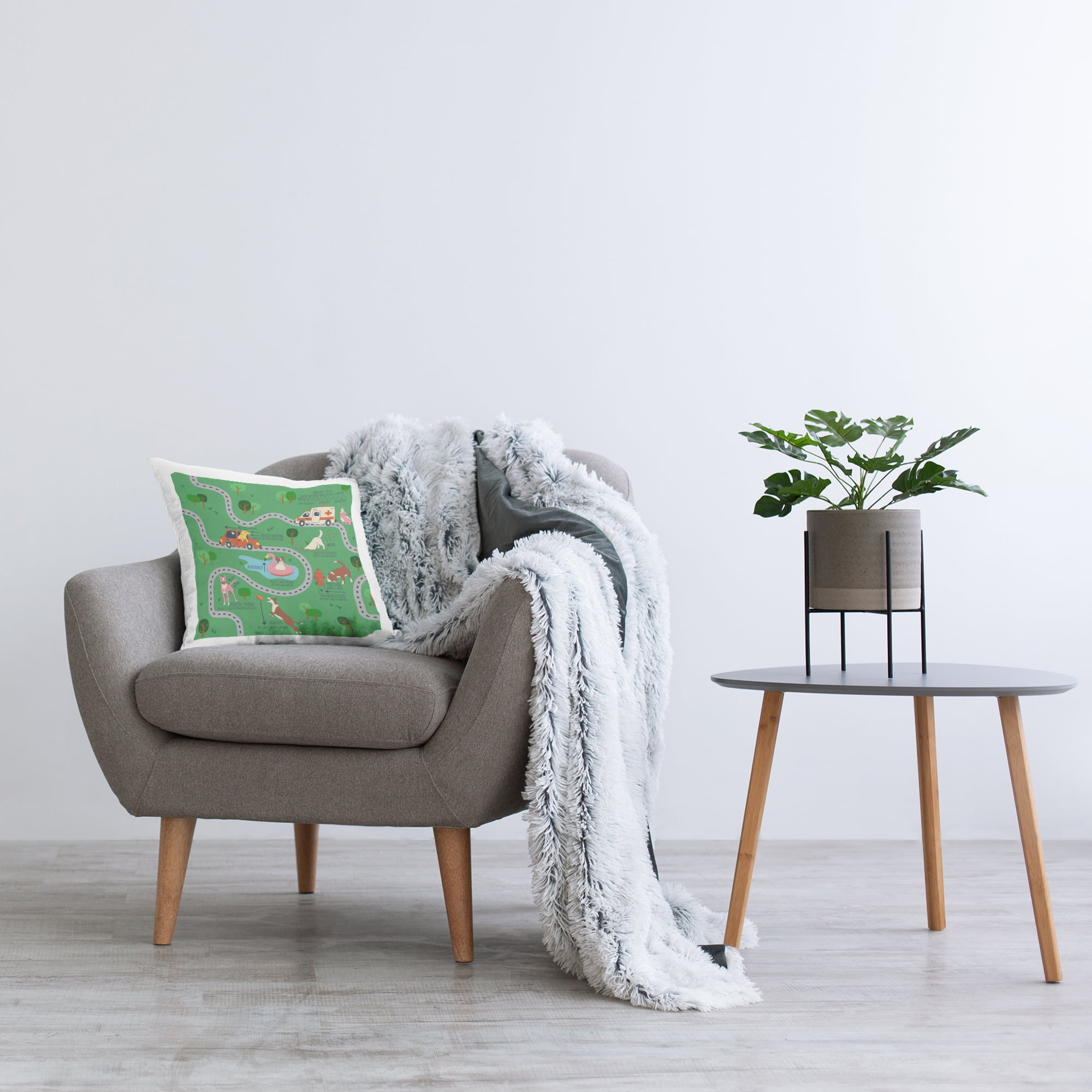 Stupell Industries Whimsical Dogs Map Decorative Printed Throw Pillow Design by Carrie Cantwell.
