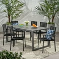 thumbnail image 2 of Noble House Blan 7 Piece Aluminum Patio Dining Set in Black and Gray, 2 of 10