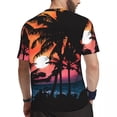 thumbnail image 3 of Gym T Shirt For Mens Tropical Palm Tree T Shirts Fashion Orange Sunset Summer Tees O Neck, 3 of 4