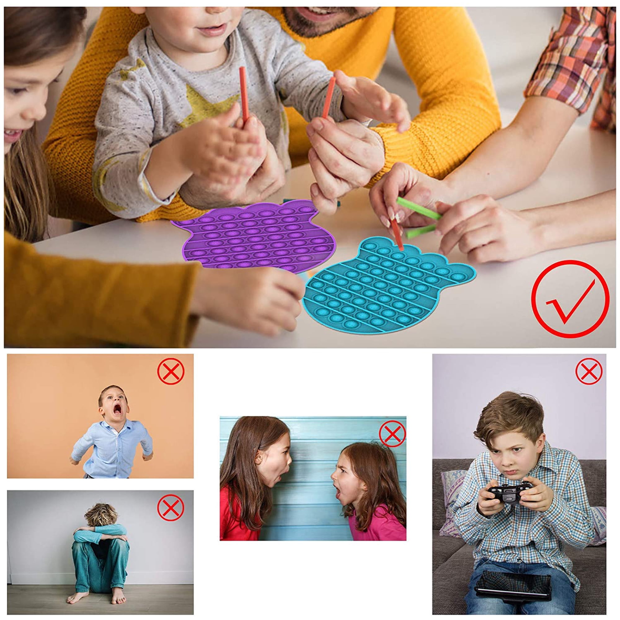 2 Fidget Toys Sensoriels Push Bubble Popping - Autisme, Stress, Besoins Spécifiques