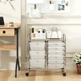 thumbnail image 2 of Costway 9 Drawer Rolling Organizer Cart Utility Storage Tools Scrapbook Paper Multi-Use Clear, 2 of 10