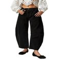 thumbnail image 1 of QJUHUNG Women  Loose Jeans Solid Color Mid-Rise Barrel Denim Pants, 1 of 5