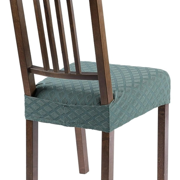Fundas elásticas para asientos de sillas de comedor SearchI, juego de 4, color verde azulado