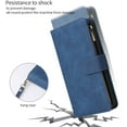 thumbnail image 5 of Wallet Case for Samsung Galaxy S9 Plus, Premium PU Leather Magnetic Closure Handbag Zipper Pocket Case Kickstand Card Slots with Hand Strap Shockproof Flip Case - Blue, 5 of 7