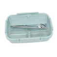thumbnail image 2 of Lunch Box 3 Compartments 304 Stainless Steel Plastic Matching Spoon Chopsticks Portable Lunch Containers for Office Blue, 2 of 14