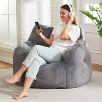 Bean Bag Chair for Adult Small Bean Bag Chairs with Arms Furry Beanbag Chair with Foam Filler Stuffed Bean Bag Sofa for Reading in Bedroom Living Room and Dorms(Grey)