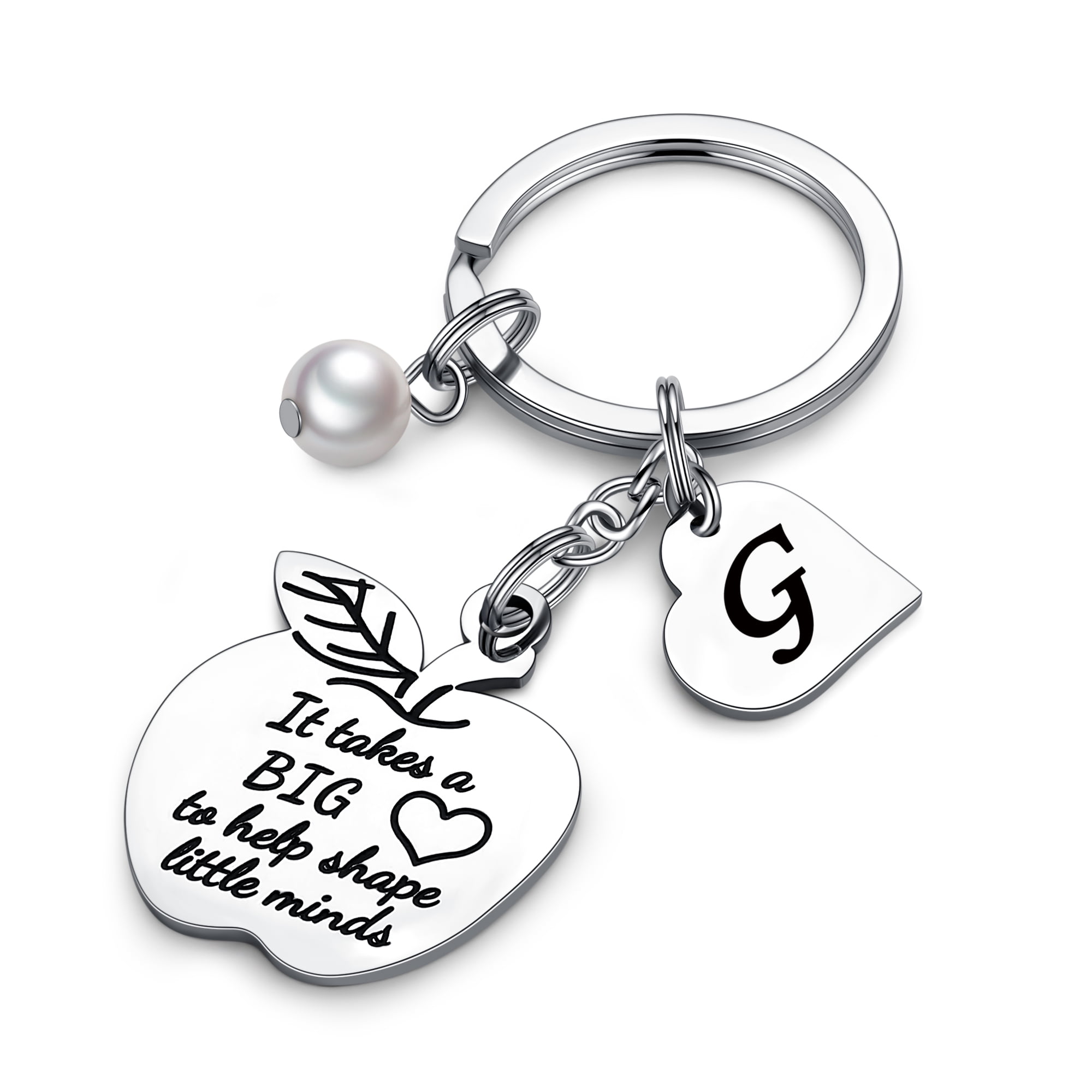 TINGN Initial Apple Keychain Teacher Gifts for Women Best Teacher Gifts Teacher Keychain