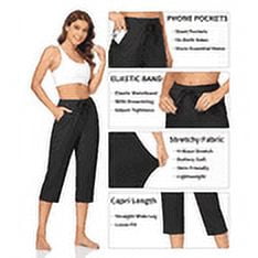 SOMER 2-Pack Yoga Pants with Pockets for Women Capri Flared Pants High Waist Drawstring Workout Pants Casual Work Pants Flare Leggings for Summer