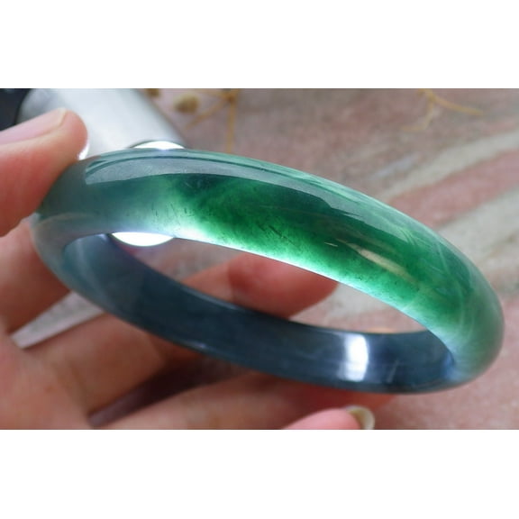 Icy Green Natural A JADE Jadeite Bangle Bracelet 59 mm 686086 TN