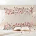 thumbnail image 3 of Pastoral Flower Pillow Covers 2 Pack Pink Flower Watercolor Leaf Retro Linen Pillowcase Waterproof Outdoor Throw Pillow Cover for Patio Garden Square Cushion 18”x18”, 3 of 9