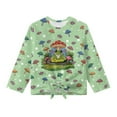 thumbnail image 5 of Xixirimido Frog Mushrooms Green Pattern Girls Casual T-Shirt Crew Neck Tunic Tops Long Sleeve Loose Fit Soft Blouse Tie-hem Tees for Fall Winter, Size 9-10, 5 of 7