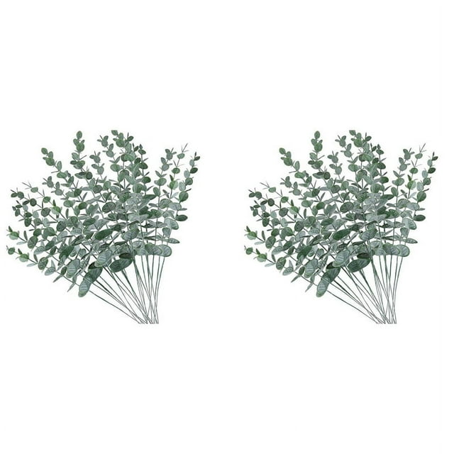 40 Piezas Tallos de Eucalipto Artificiales Hojas Falsas Ramas de Plantas de Eucalipto Verde Gris Falso Tallos Verdes