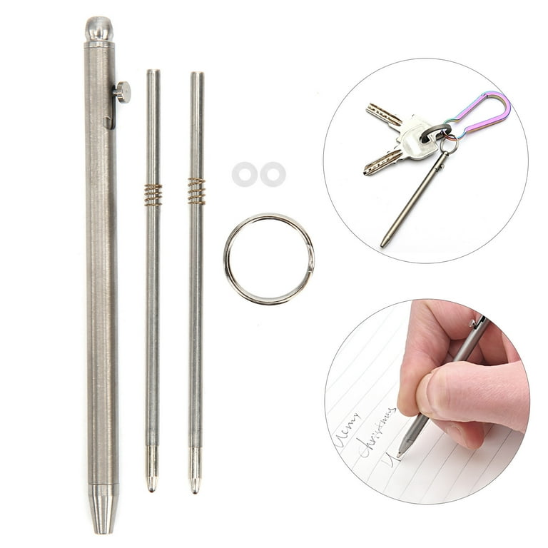 Keychain Pen, Portable Pure Titanium Mini Pen With Gasket For Writing Gray