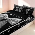 thumbnail image 2 of Erosebridal Cute Bow Zipper Twin Comforter Sets with Fitted Sheet and 2 Pillowcases, Girls Sparklings Print Zipper Bedding Set, Black Reversible, Silver Black, Black Reversible, 2 of 7