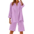 thumbnail image 2 of MSJUHEG Womens Matching Sets Summer 2 Piece Summer Sets for Women Two Piece Summer Sets for Women Plus Size Short Sets Short Set 2 Piece Workout Sets for Women Linen Set Women Pink 4XL, 2 of 5