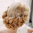 thumbnail image 4 of Peineta para el pelo de novia, accesorios para el pelo de novia, flores de perlas, pinzas para el pelo de boda, color dorado, 4 of 7