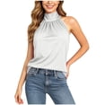 thumbnail image 2 of TGSLY Halter Neck Tank Tops for Women Lightweight Soft Back Bow Tie Solid Color Knit Vest Dressy Casual Gathered Neckline Sleeveless Shirts XXL, 2 of 9