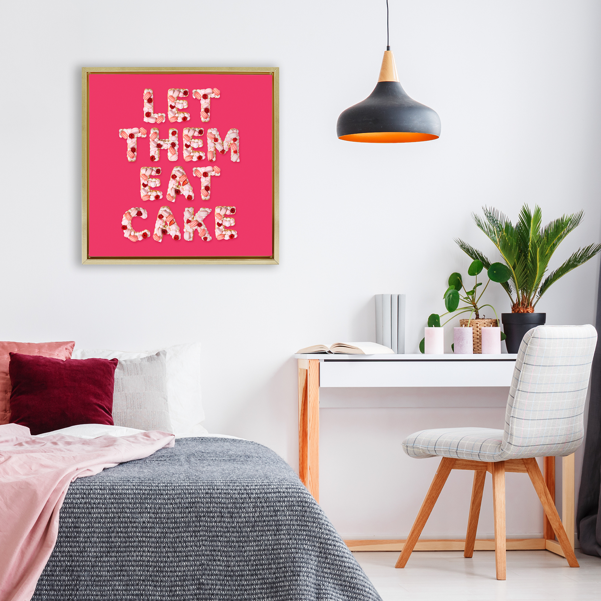 Let Them Eat Cake Gold Framed Floater Canvas Wall Art, design by LISH Creative