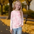 thumbnail image 5 of Drmagiyhm Girls Fall T Shirts Size 10-12 Basic Floral Print T-Shirts Casual Crewneck Fashion Shirts Kids Comfy Long Sleeve Tops, Tees & Blouses 11-12 Years Light pink, 5 of 5