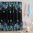 thumbnail image 2 of Shower Curtain Blue Purple Leaves Shower Curtains for Bathroom Decor, Waterproof Polyester Shower Curtain Set with Hooks, Small Stall Size 36" x 72" Leaf Branch Black, 2 of 9