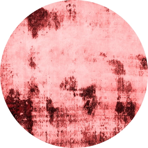 Ahgly Company Indoor Round Abstract Red Modern Area Rugs, 8' Round