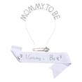thumbnail image 1 of Mommy To Be Sash Set Decoración De Fiesta Para Baby Shower Niño Niña Revelación De Género Blanco Plata, 1 of 8