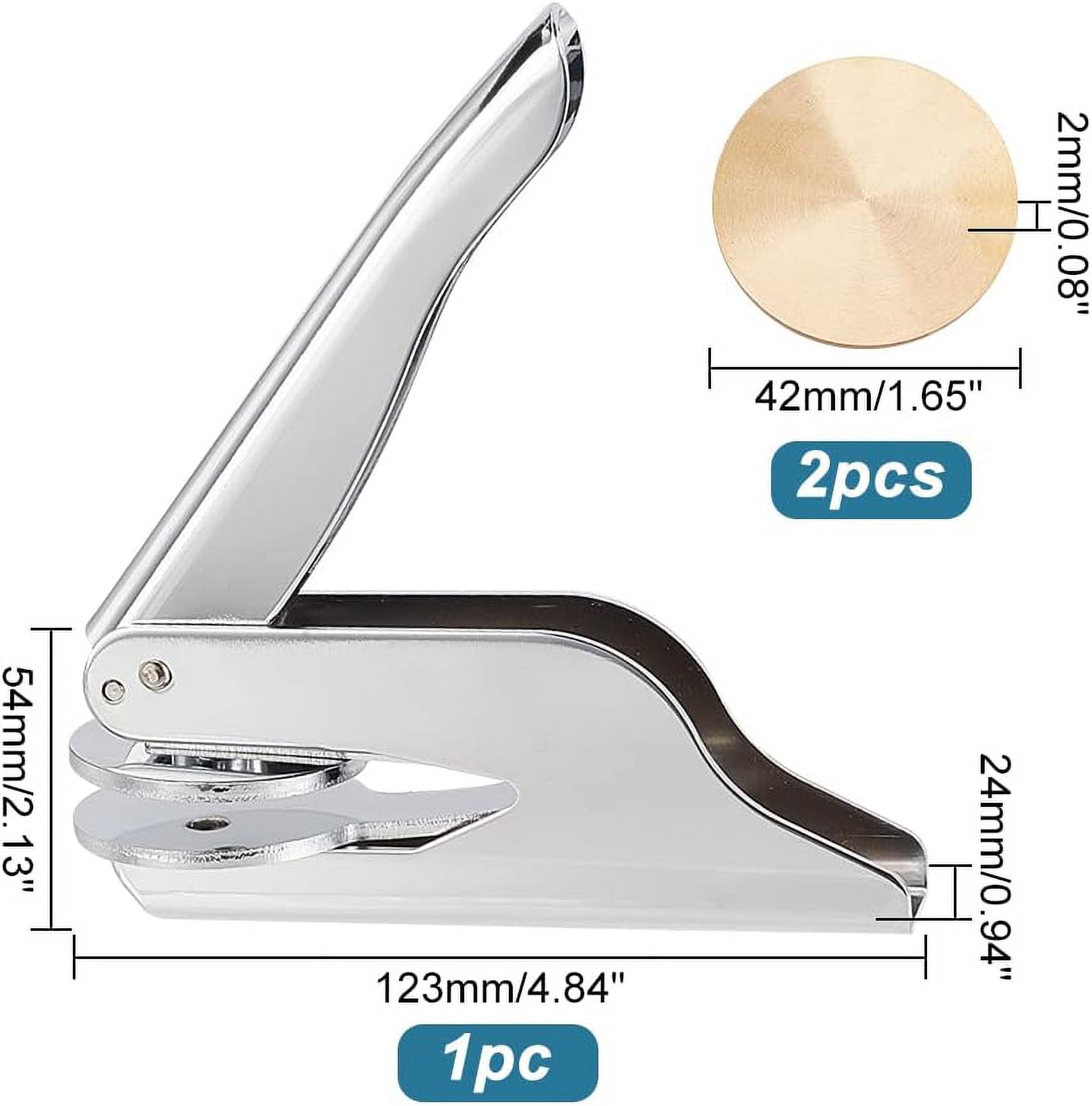 Book Embosser Personalized Stainless Steel Embosser Seal Embosser Personal Seal Embosser Hand-Held Embossing Stamp with 2pcs Blank Steel Disc for Library Books Envelopes Napkins