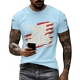 thumbnail image 4 of 250 Anniversary Usa T Shirt for Men American Flag Print Crew Neck Short Sleeve Waffle Tops Patriotic Pullover Classic Fit Comfy Breathable T Shirts, Light Blue, #01 Light Blue, 4 of 4