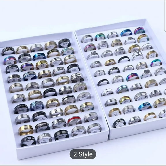 20 Mens Stainless Steel Rings, Random Style and size, You chose display box or not, Great for gifts or promotional use, Great for Resell, Ships from US.