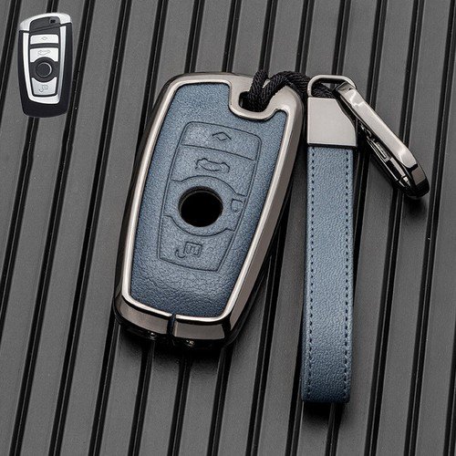 Car Key Fob Cover Case Protector Zinc Alloy Leather Car Smart Remote Key Fob Case Cover For BMW 1 3 4 5 7 Series