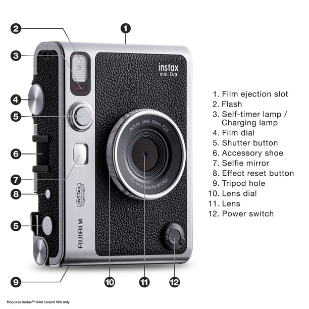 Fujifilm Instax Mini Evo Digital Camera - Black, Instant