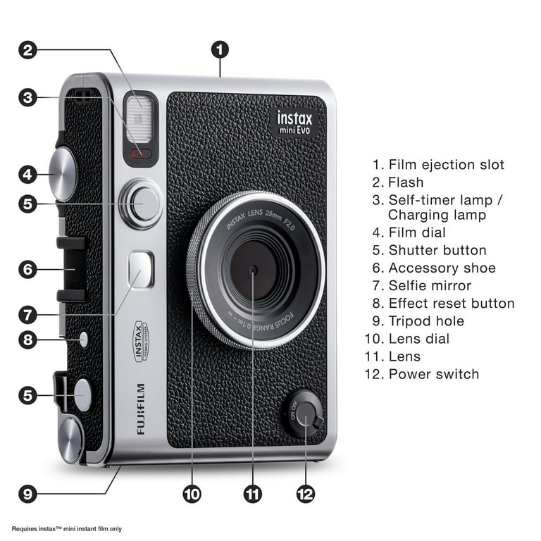FUJIFILM instax mini Evo ブラック Fujifilm Instax Mini EVO Hybrid Black Instant Camera