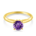 thumbnail image 2 of Gem Stone King 14K Yellow Gold Purple Amethyst Solitaire Engagement 4-Prong Ring for Women | 1.00 Cttw | Round 6MM | Gemstone February Birthstone (Size 8), 2 of 4