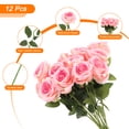 thumbnail image 3 of Uxcell 12 Piezas Rosas de Núcleo Rosa Artificiales, Rosas de Terciopelo de Toque Real con Tallos, 3 of 6