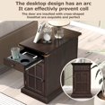thumbnail image 3 of Classic Vintage End Table with USB Ports and 1 Drawer with Cup Holders, Multifunctional Solid Wood Sofa Table Side Table, Bedside Nightstand Narrow Table for Living Room Bedroom, Antique Espresso, 3 of 7